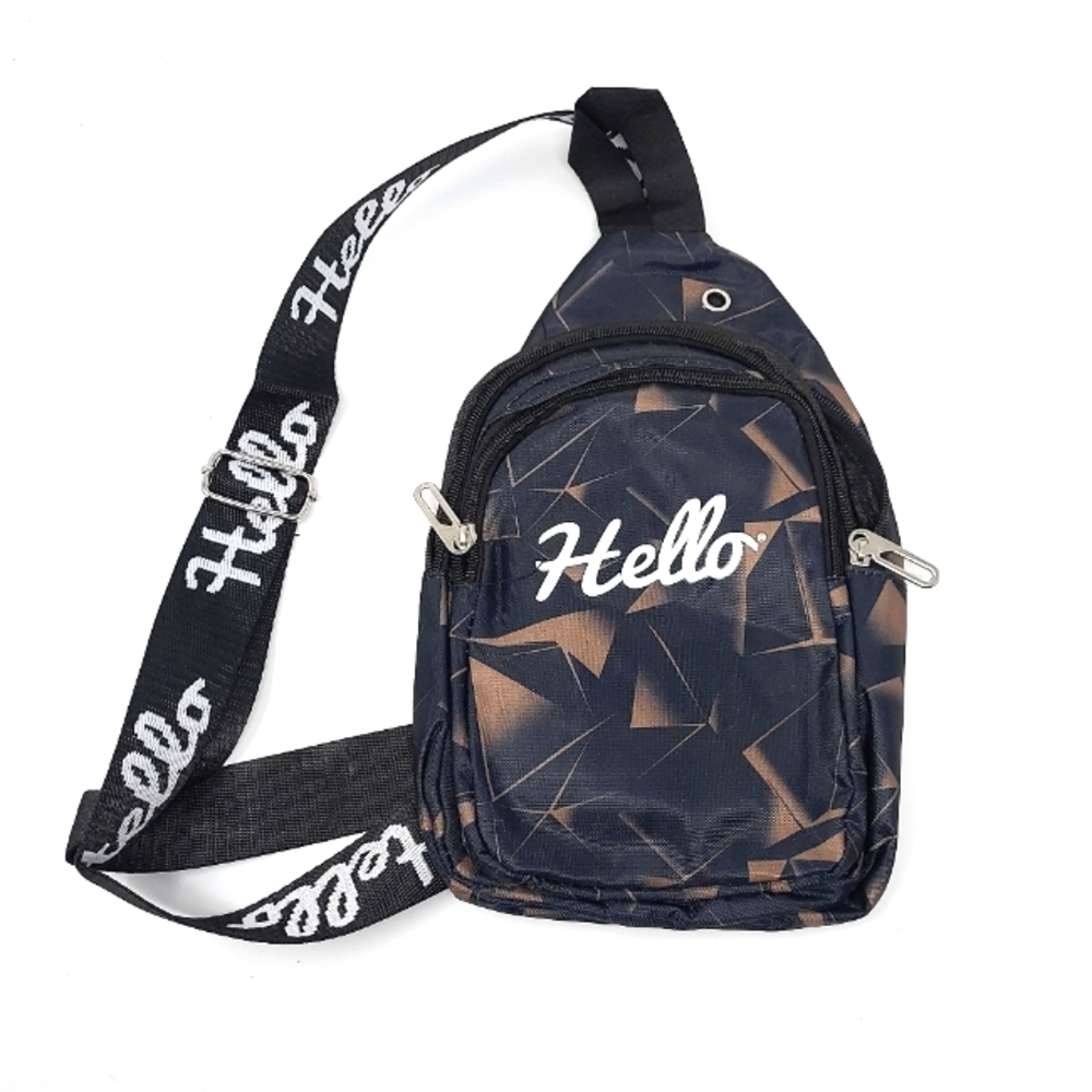 Hello Black & Tan Camo Sling Back Pack